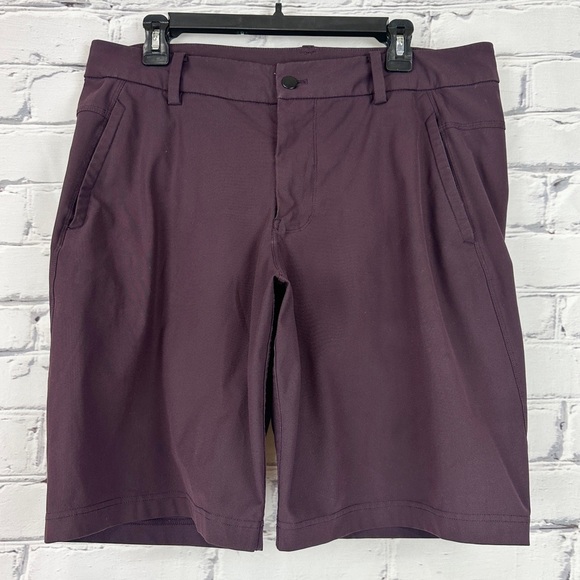 Lululemon Commission Shorts Chino Sz 36 Dark Adobe Maroon Active Outdoor Golf - Picture 2 of 10